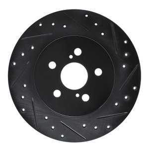 Lexus CT200H Brake Rotor (1) - Rear Right - R1 Concepts - Drilled & Slotted - Black - `11-`17
